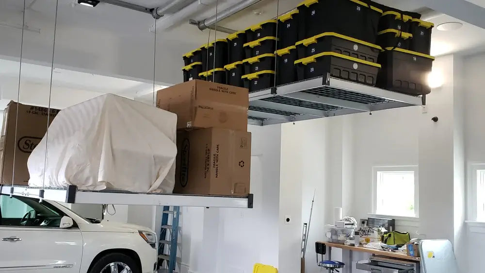 Electric Motorized Garage Storage Platform Lift by Auxx-Lift (600lb Load Capacity - 4 Sizes)