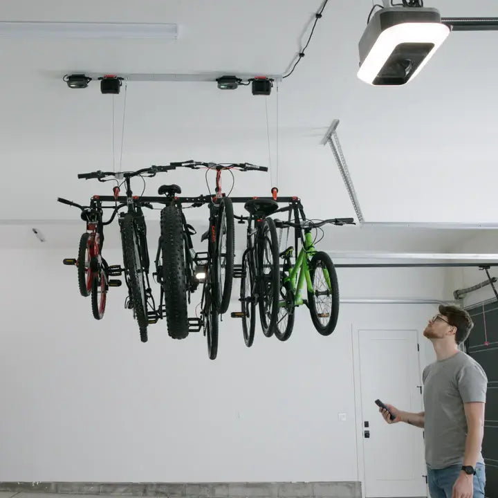 Multi Bike - Electric Garage Storage Motorized Pully Multiple Bicycle Lift by GarageSmart & SmarterHome