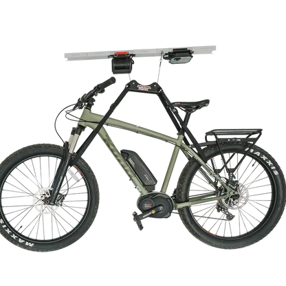 Side View of The Single Bike - Electric Garage Storage Motorized Pully Solo Bicycle Lift by GarageSmart & SmarterHome